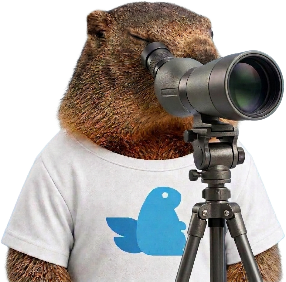 A marmot looking through a telescope